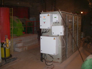 Relay - indicator cabinet, machinist station cabinet, charger and battery pack, deepening of mine shaft, Oktyabr'skaya mine, KIOC