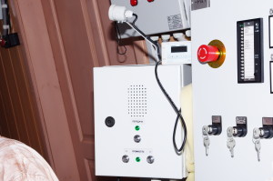 Block of voice communications, machinist's cab of the elevator installation, Oktyabr'skaya mine, KIOC